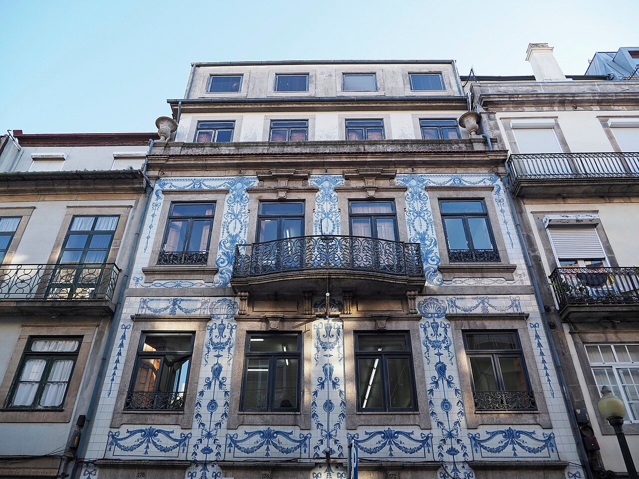 Blue azulejo tiled building in Porto